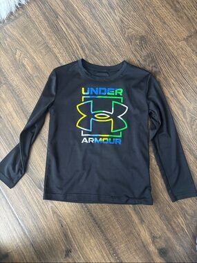 Under Armour Black Long-Sleeve Tee with Neon Logo